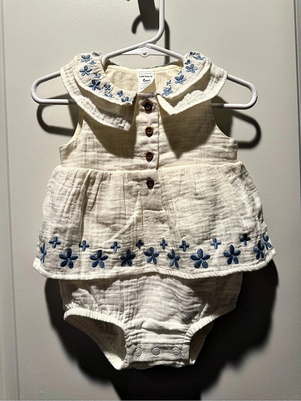 Carter's Baby Floral Romper Set in Blue & Cream Size 6M Like New